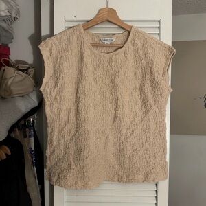 Coldwater Creek Soft Crinkle-Textured Neutral Top | Size S | NWOT